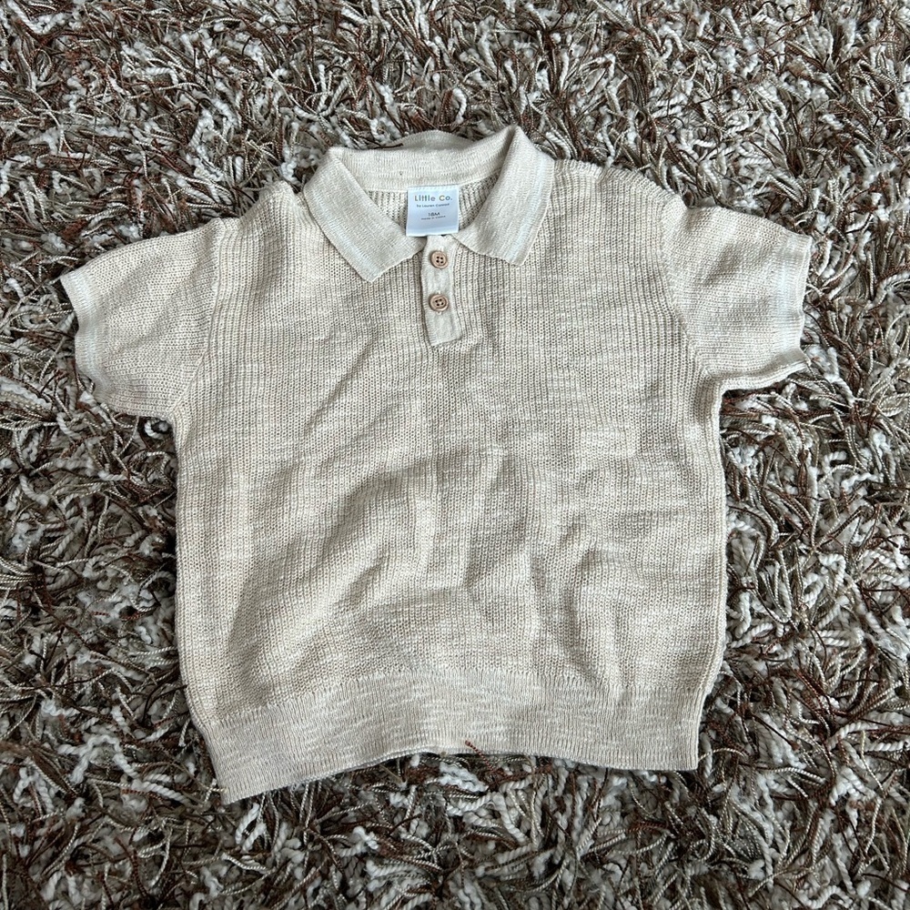 Little Co. Tan Knit Polo Sweater Size 18M
